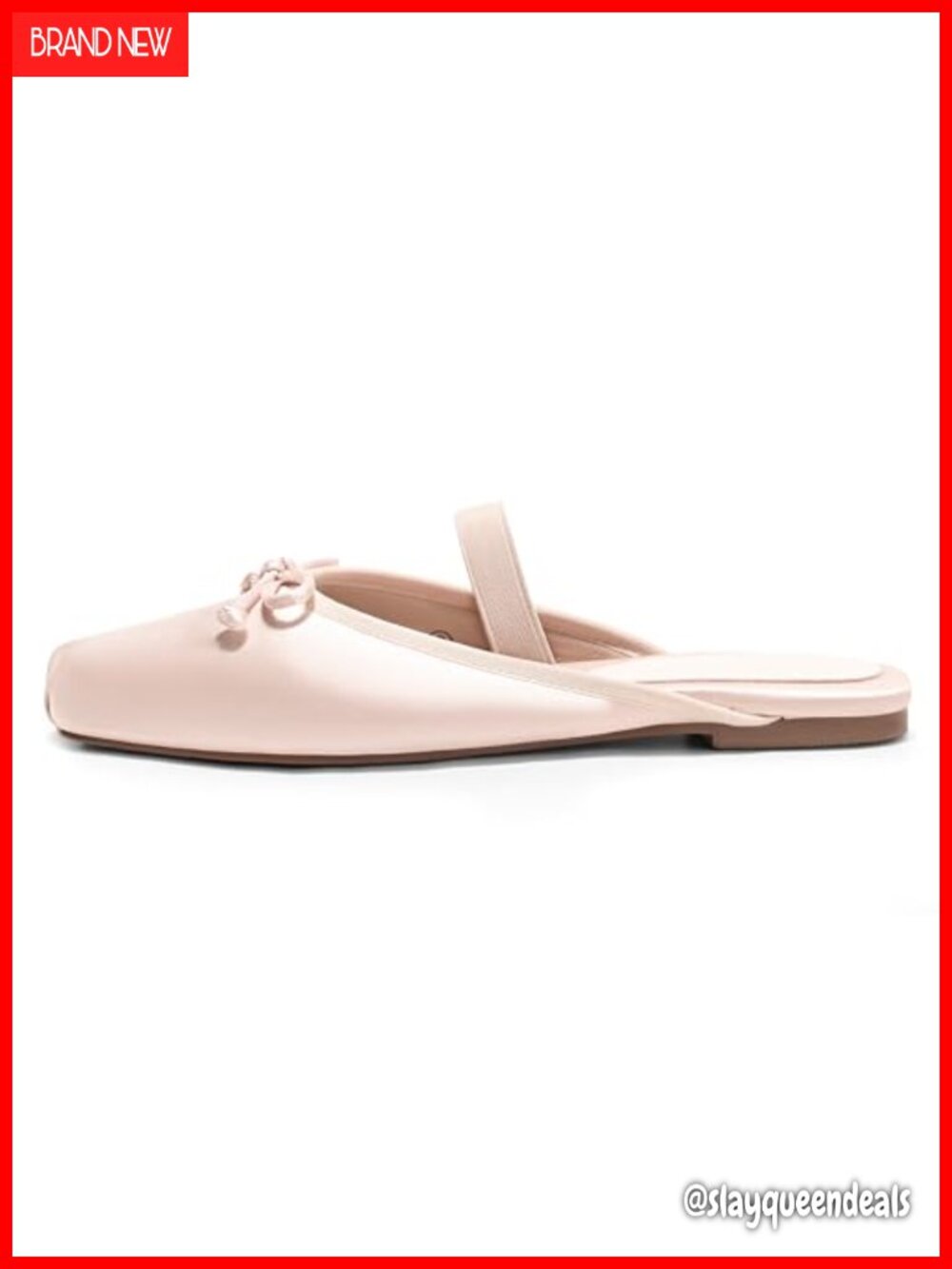 Satin Square Toe Slip On Mule Bow Ballet Flats for Work Office Party